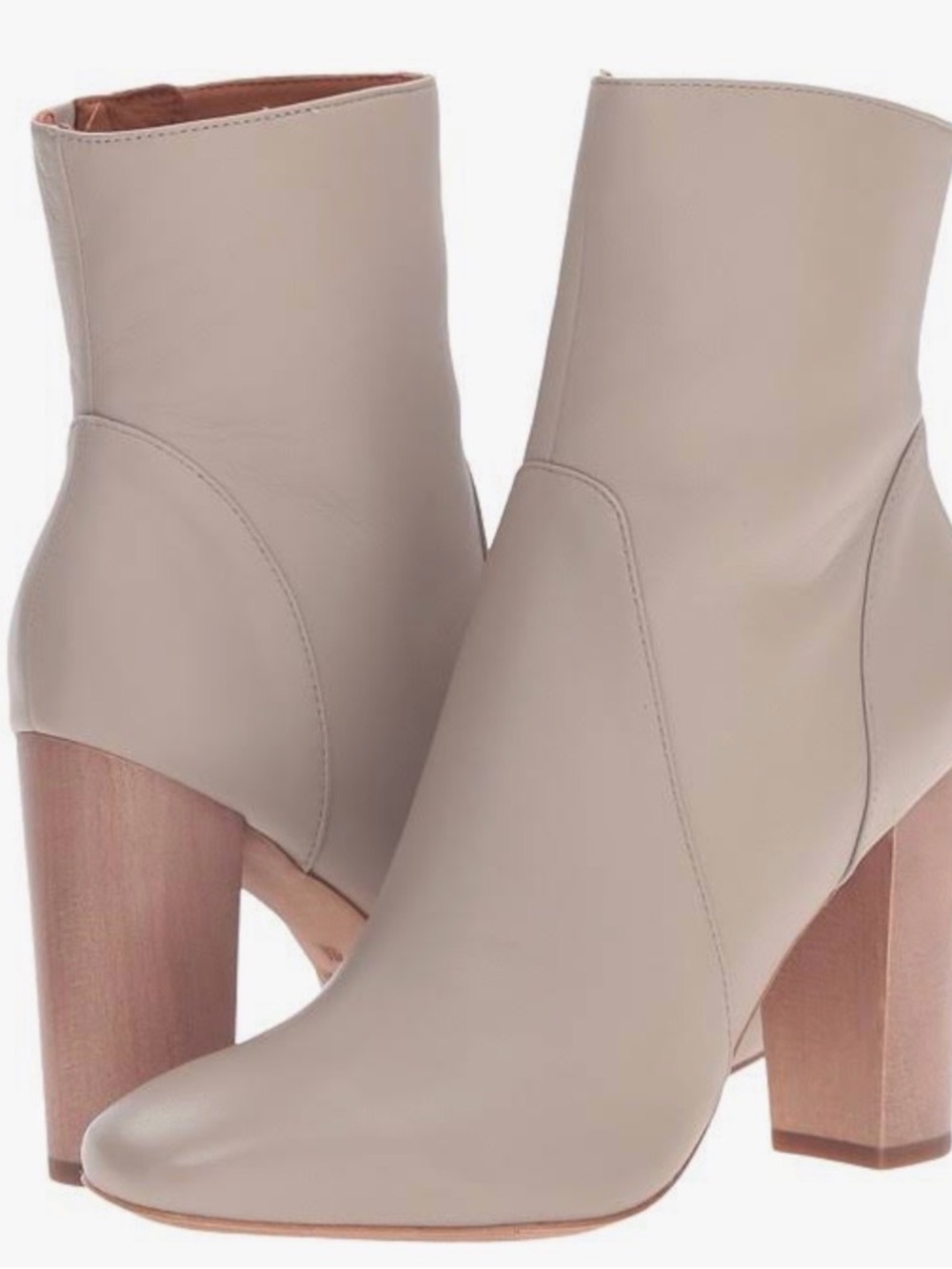10 Crosby Derek Lam Alma Beige Leather Block-Heel Ankle Boots